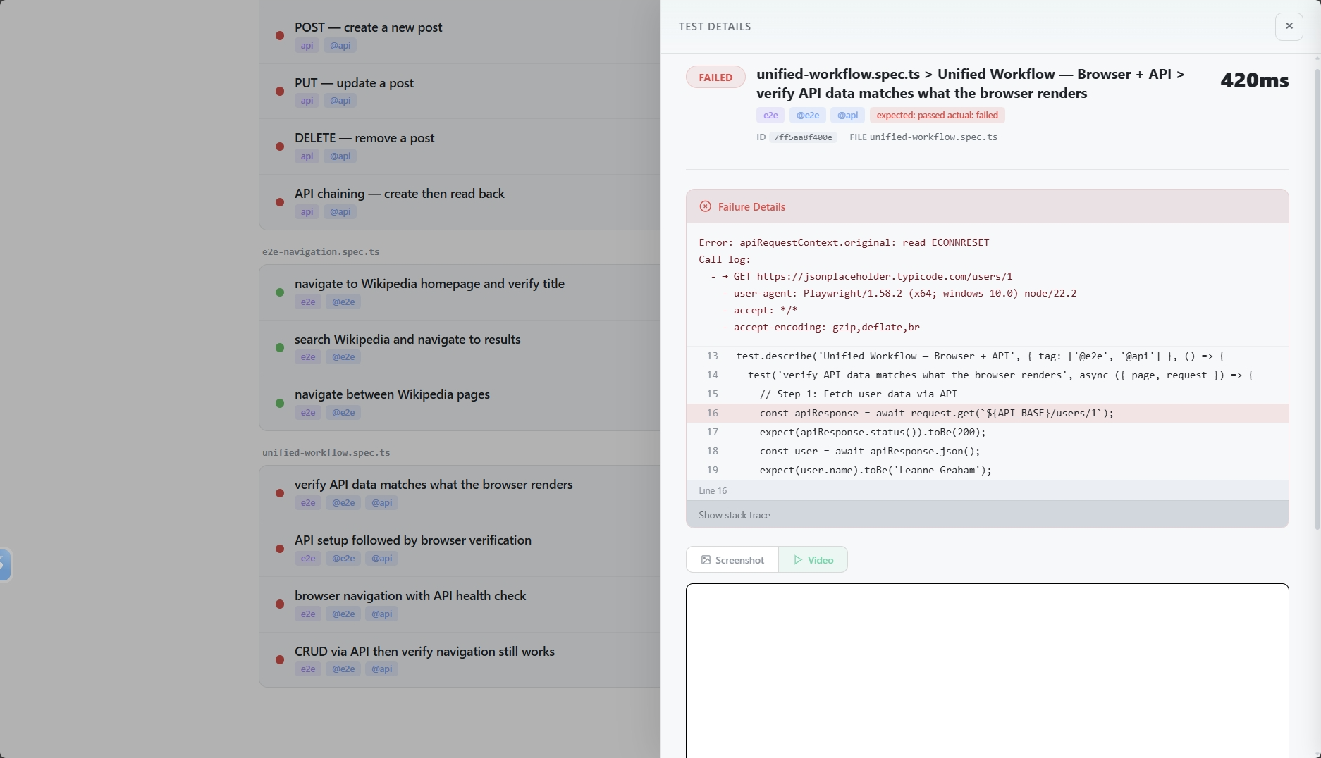 Unified Test Report Example
